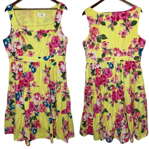 Eliza J Floral Print Midi Dress Yellow size 18 - Picture 1 of 5